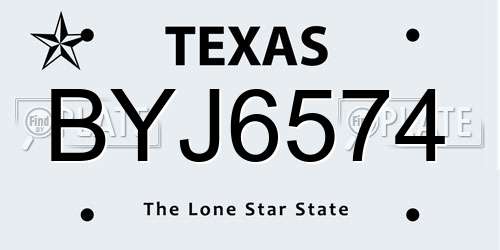 BYJ6574 Texas License Plate