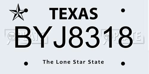 BYJ8318 Texas License Plate