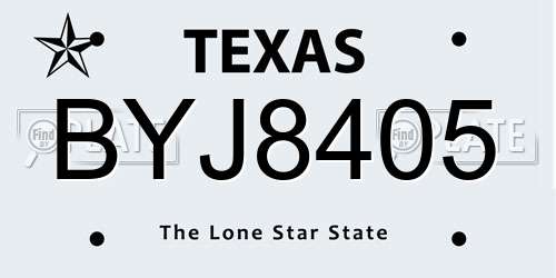 BYJ8405 Texas License Plate