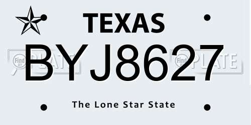 BYJ8627 Texas License Plate