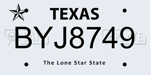 BYJ8749 Texas License Plate
