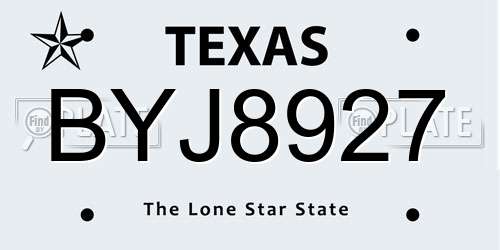 BYJ8927 Texas License Plate