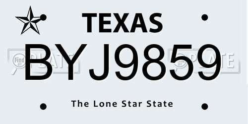 BYJ9859 Texas License Plate