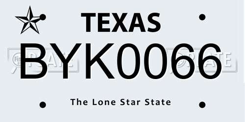 BYK0066 Texas License Plate
