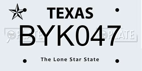 BYK047 Texas License Plate