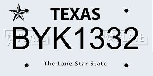 BYK1332 Texas License Plate