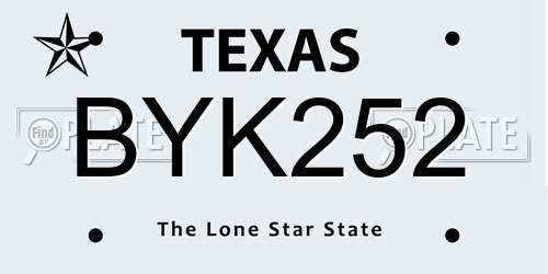 BYK252 Texas License Plate