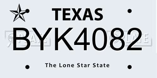 BYK4082 Texas License Plate