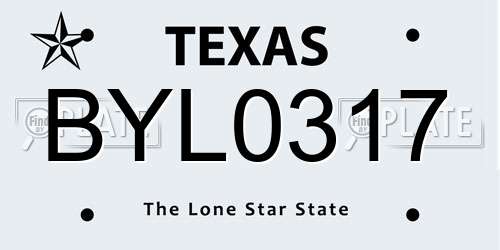 BYL0317 Texas License Plate