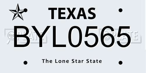 BYL0565 Texas License Plate