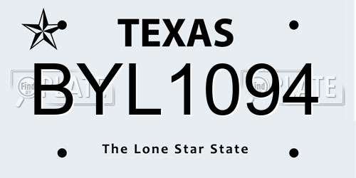 BYL1094 Texas License Plate