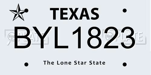 BYL1823 Texas License Plate