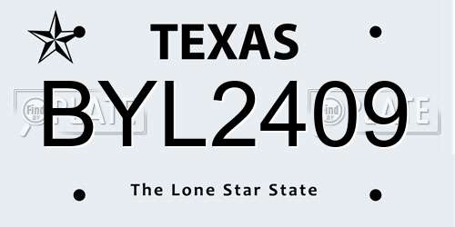BYL2409 Texas License Plate