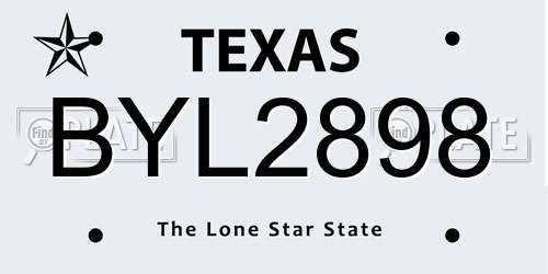 BYL2898 Texas License Plate