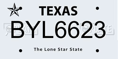 BYL6623 Texas License Plate