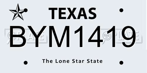 BYM1419 Texas License Plate