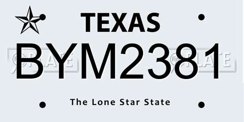 BYM2381 Texas License Plate