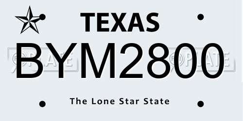 BYM2800 Texas License Plate