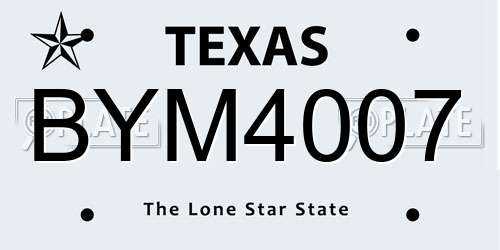 BYM4007 Texas License Plate