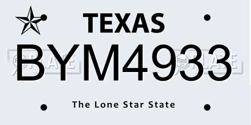 BYM4933 Texas License Plate