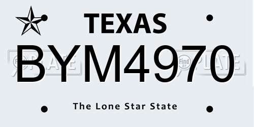 BYM4970 Texas License Plate