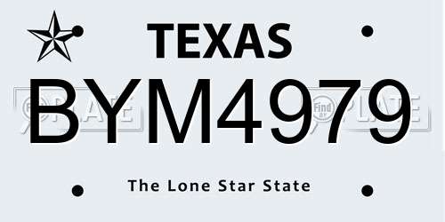 BYM4979 Texas License Plate