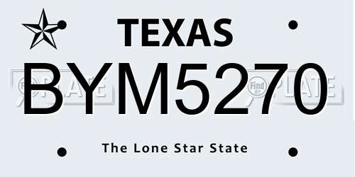 BYM5270 Texas License Plate