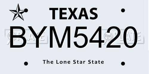 BYM5420 Texas License Plate
