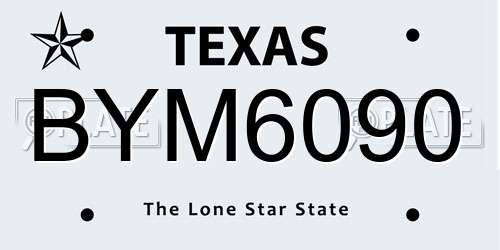BYM6090 Texas License Plate