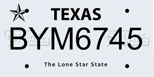 BYM6745 Texas License Plate