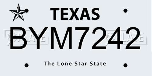 BYM7242 Texas License Plate