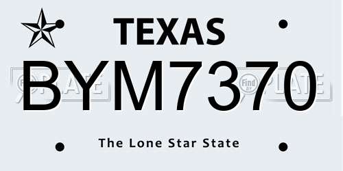 BYM7370 Texas License Plate