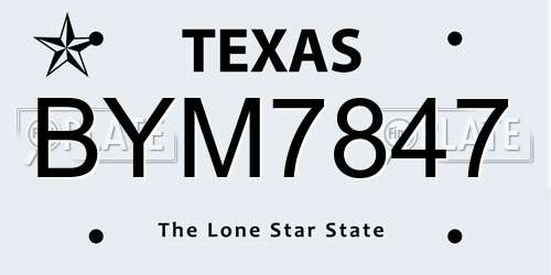 BYM7847 Texas License Plate