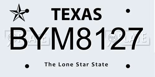BYM8127 Texas License Plate