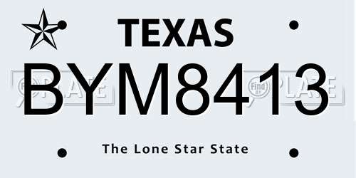 BYM8413 Texas License Plate