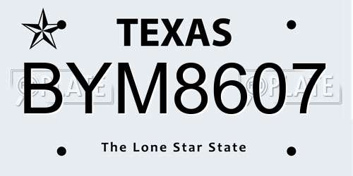 BYM8607 Texas License Plate