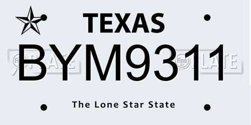 BYM9311 Texas License Plate