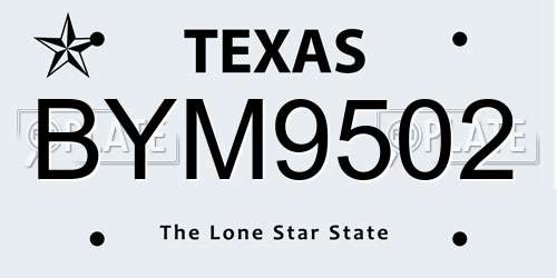 BYM9502 Texas License Plate