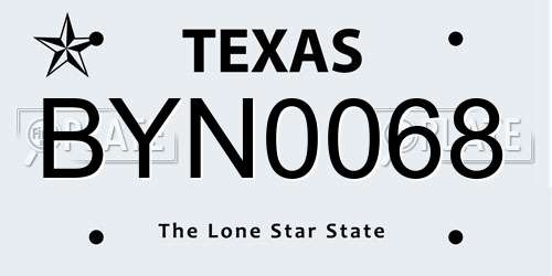 BYN0068 Texas License Plate
