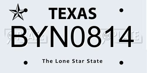 BYN0814 Texas License Plate