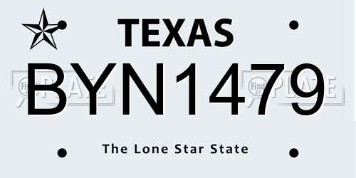 BYN1479 Texas License Plate