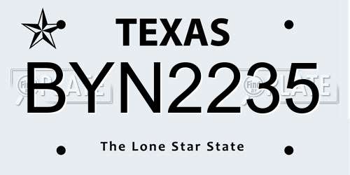 BYN2235 Texas License Plate