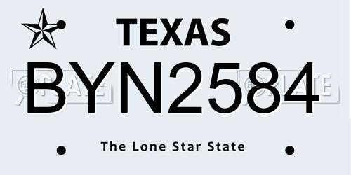 BYN2584 Texas License Plate