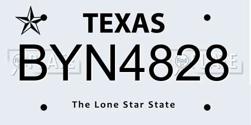 BYN4828 Texas License Plate