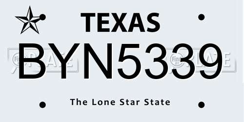 BYN5339 Texas License Plate