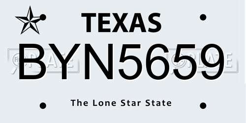 BYN5659 Texas License Plate