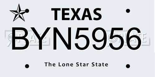 BYN5956 Texas License Plate