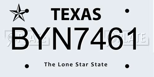 BYN7461 Texas License Plate