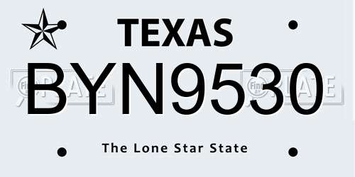 BYN9530 Texas License Plate