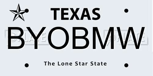 BYOBMW Texas License Plate